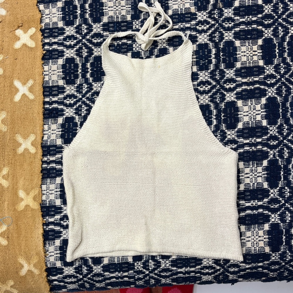 Cream Halter Knit Top